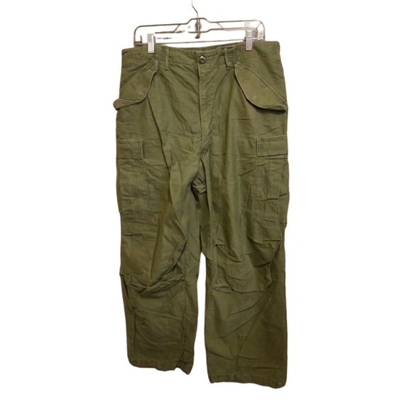 Solid Green Cargo Pants Size Waist 34 Trousers Outdoors...